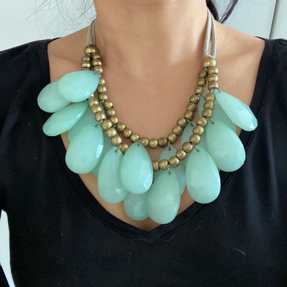 Blue/Green anthropology necklace